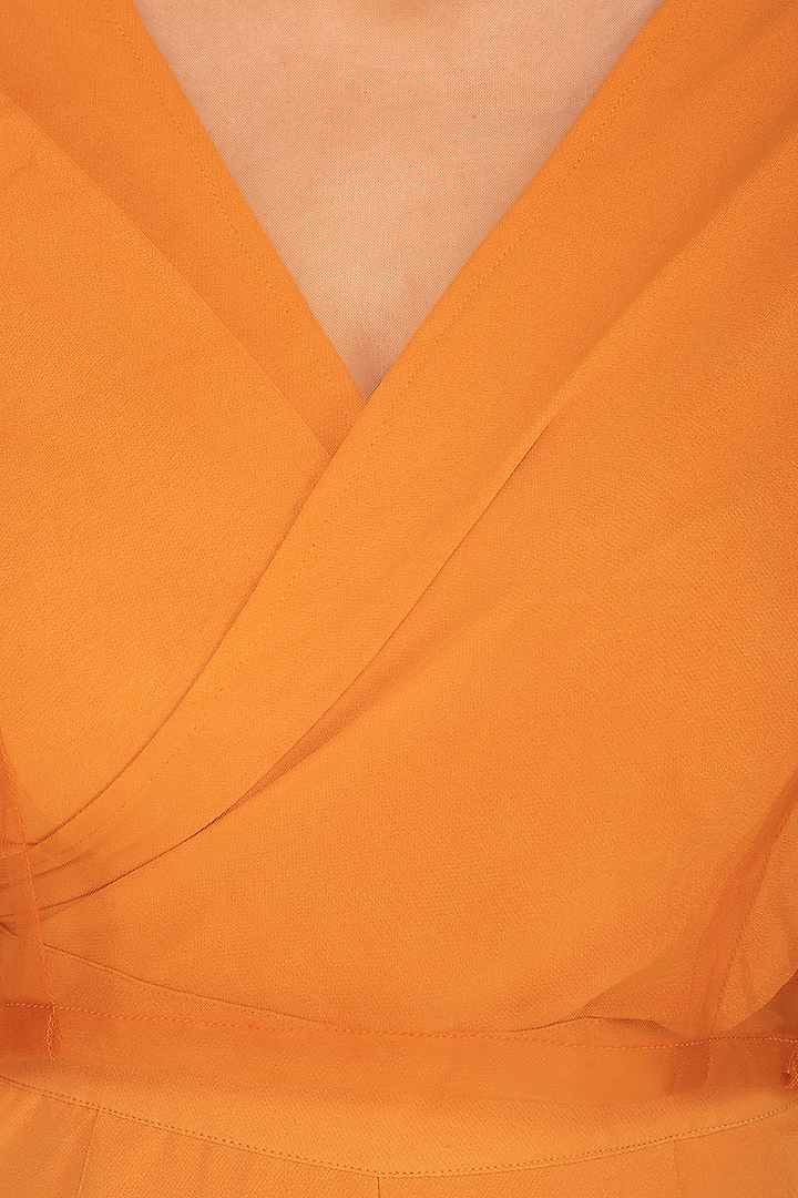 Orange Knitted Jumpsuit by AQDUS at Pernia's Pop Up Shop