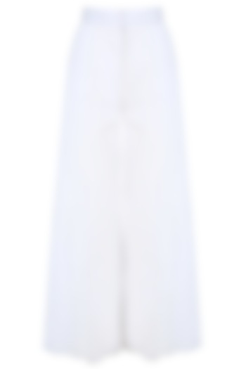 White Layered Pleated Culottes by AQDUS