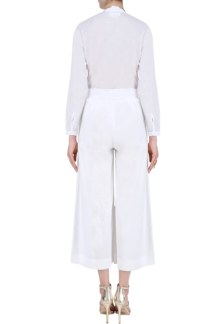 White layered pleated culottes available only at Pernia's Pop Up Shop.