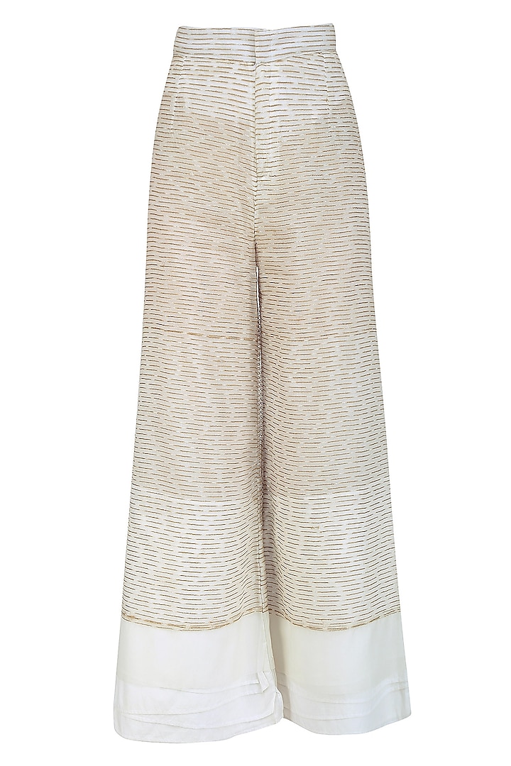 Sahara Biege Embroidered Organza Culottes by AQDUS