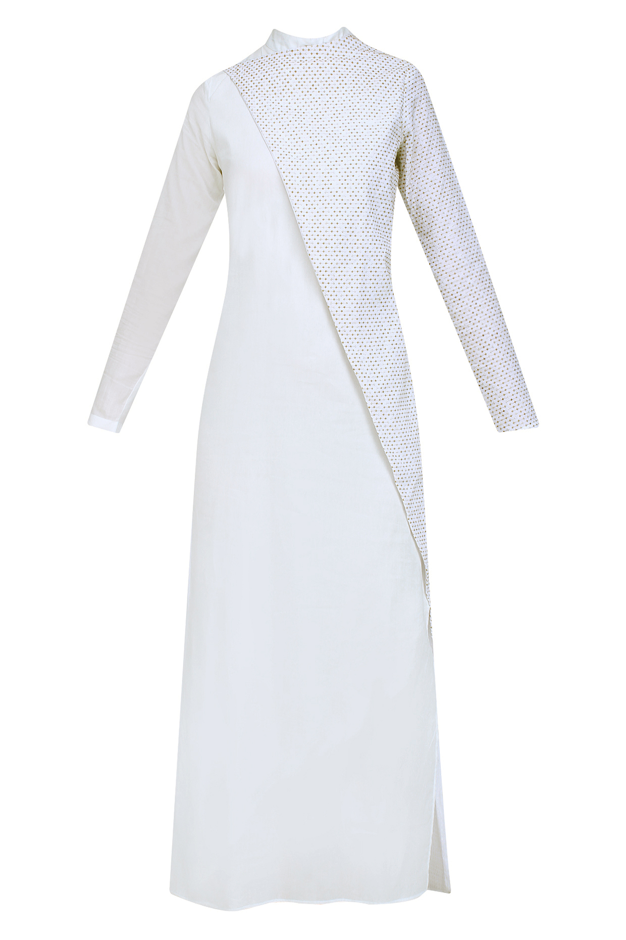 White embroidered side slit dress available only at Pernia's Pop Up Shop.