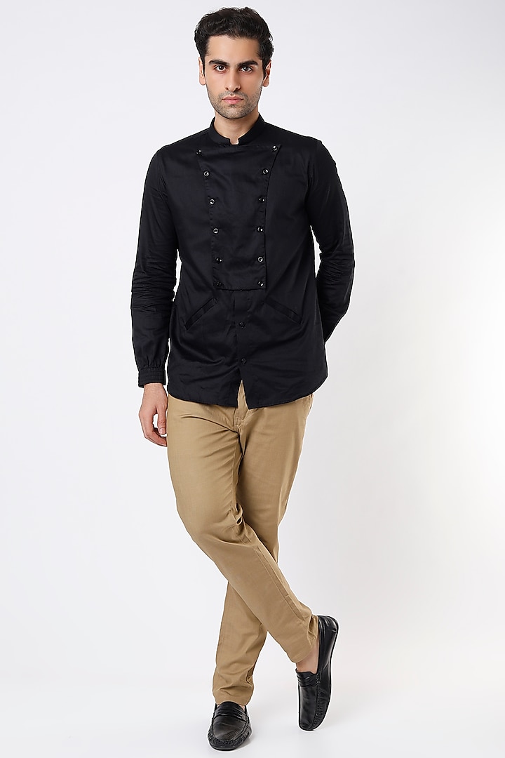 Black Cotton Shirt by Aces by Arjun Agarwal