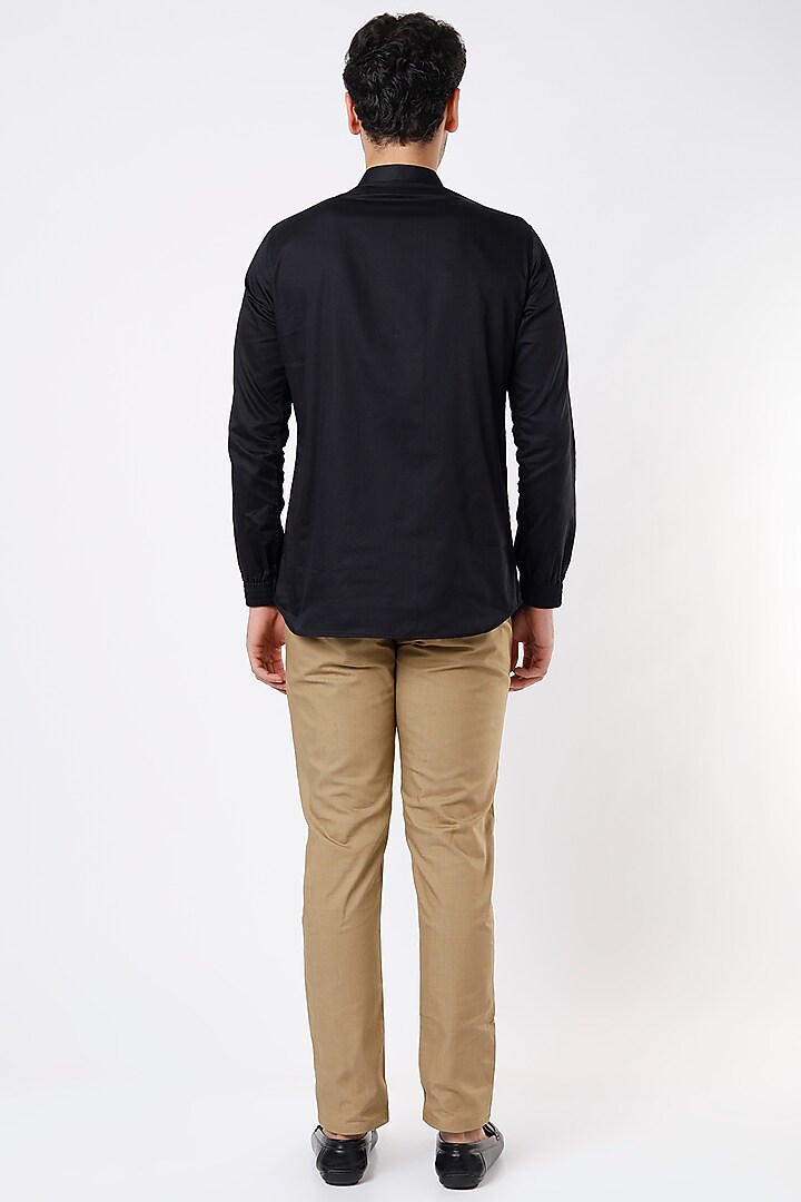 Black Cotton Party Wear Shirt by Aces by Arjun Agarwal at Pernia's Pop Up Shop