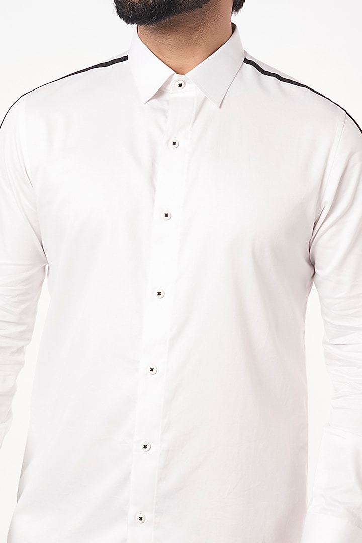 White Cotton Party Wear Shirt by Aces by Arjun Agarwal at Pernia's Pop Up Shop