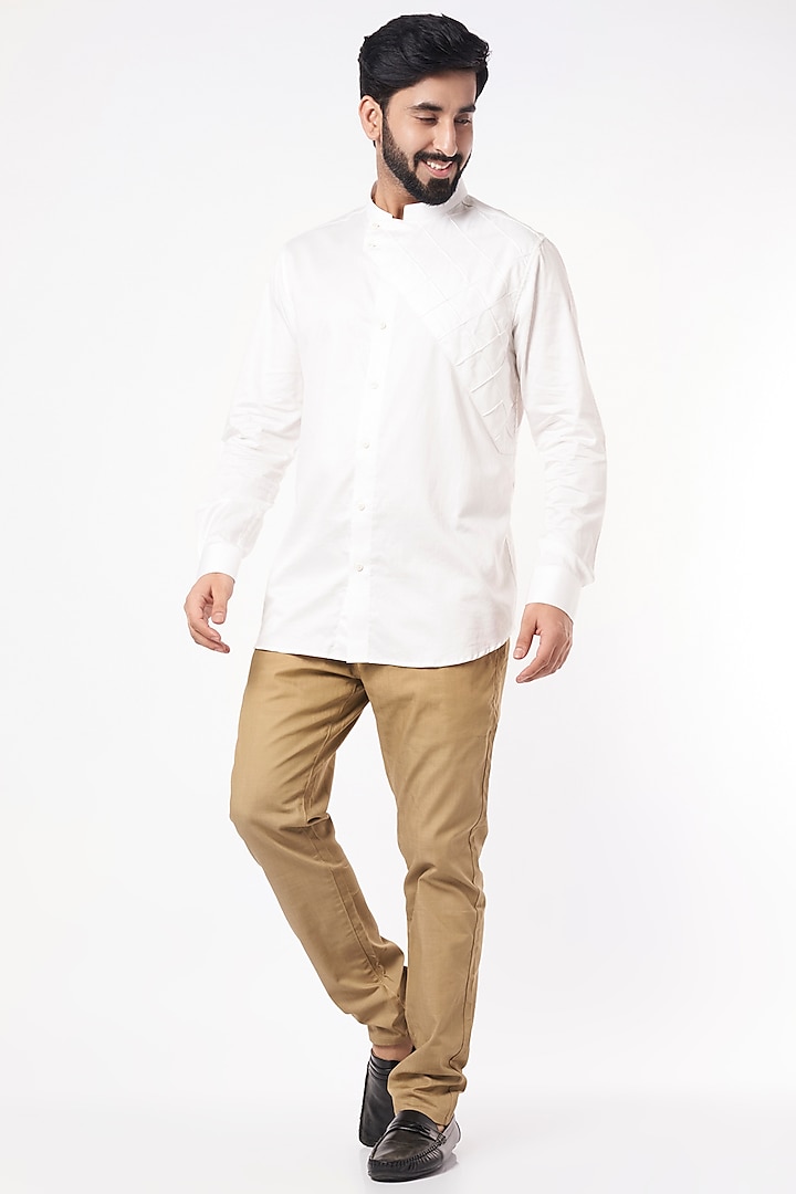 White Pintucked Shirt by Aces by Arjun Agarwal
