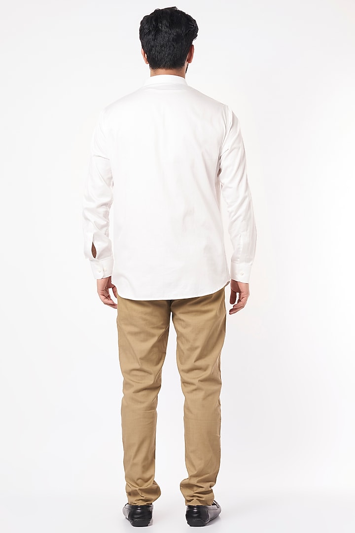 White Pintucked Party Wear Shirt by Aces by Arjun Agarwal at Pernia's Pop Up Shop