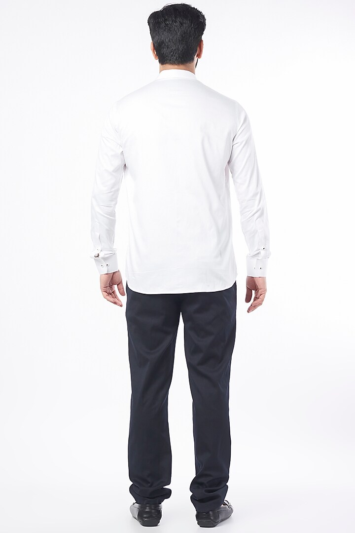 White Cotton Polyester Party Wear Shirt by Aces by Arjun Agarwal at Pernia's Pop Up Shop