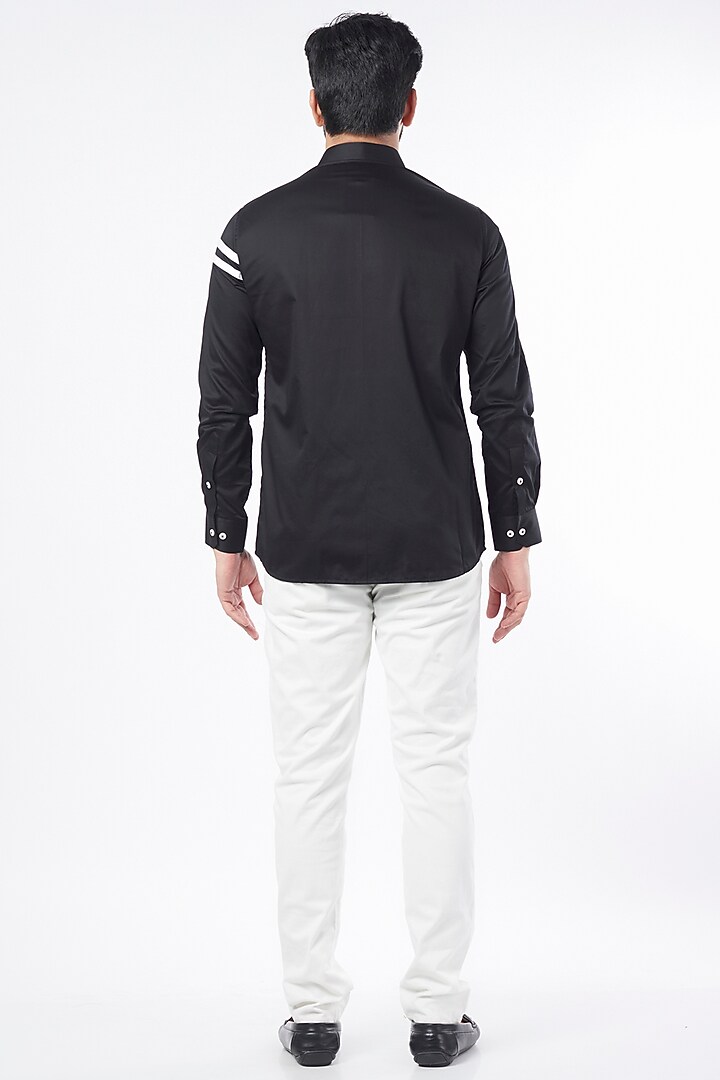 Black Cotton Polyester Party Wear Shirt by Aces by Arjun Agarwal at Pernia's Pop Up Shop