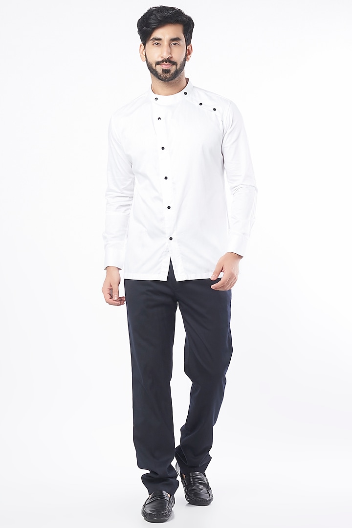 Ivory Cotton Polyester Shirt by Aces by Arjun Agarwal