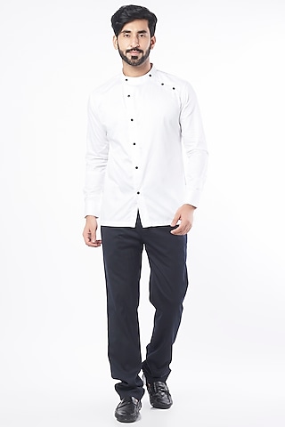 Ivory Cotton Polyester Shirt by Aces by Arjun Agarwal