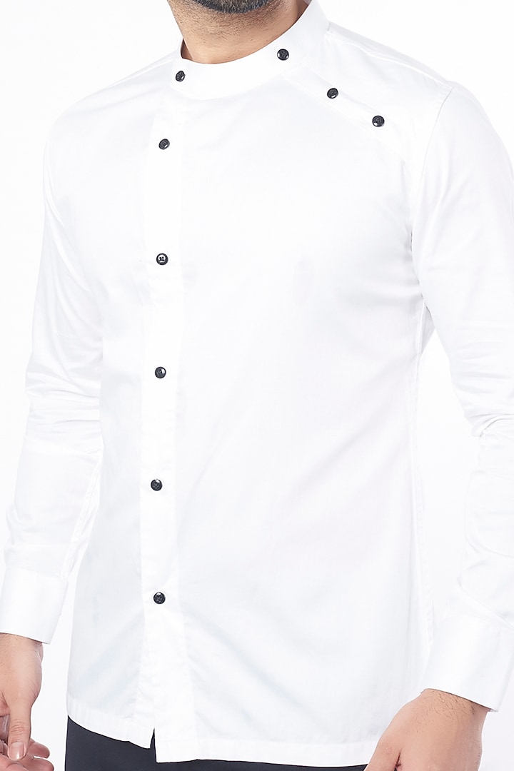 Ivory Cotton Polyester Party Wear Shirt by Aces by Arjun Agarwal at Pernia's Pop Up Shop