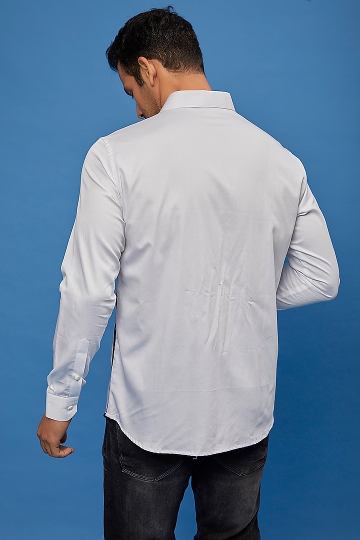 White Cotton Embroidered Party Wear Shirt by Aces by Arjun Agarwal at Pernia's Pop Up Shop
