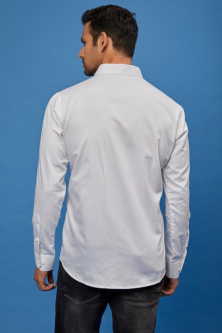White Cotton Embroidered Party Wear Shirt by Aces by Arjun Agarwal at Pernia's Pop Up Shop