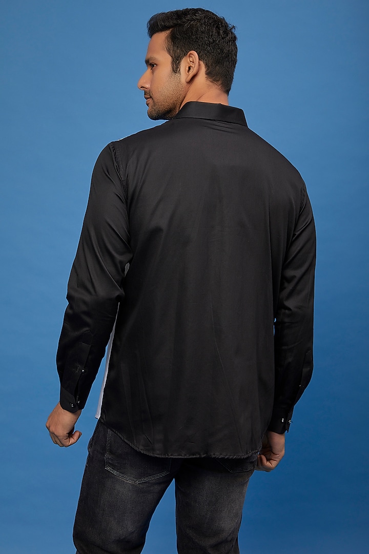 Black Cotton Embroidered Party Wear Shirt by Aces by Arjun Agarwal at Pernia's Pop Up Shop