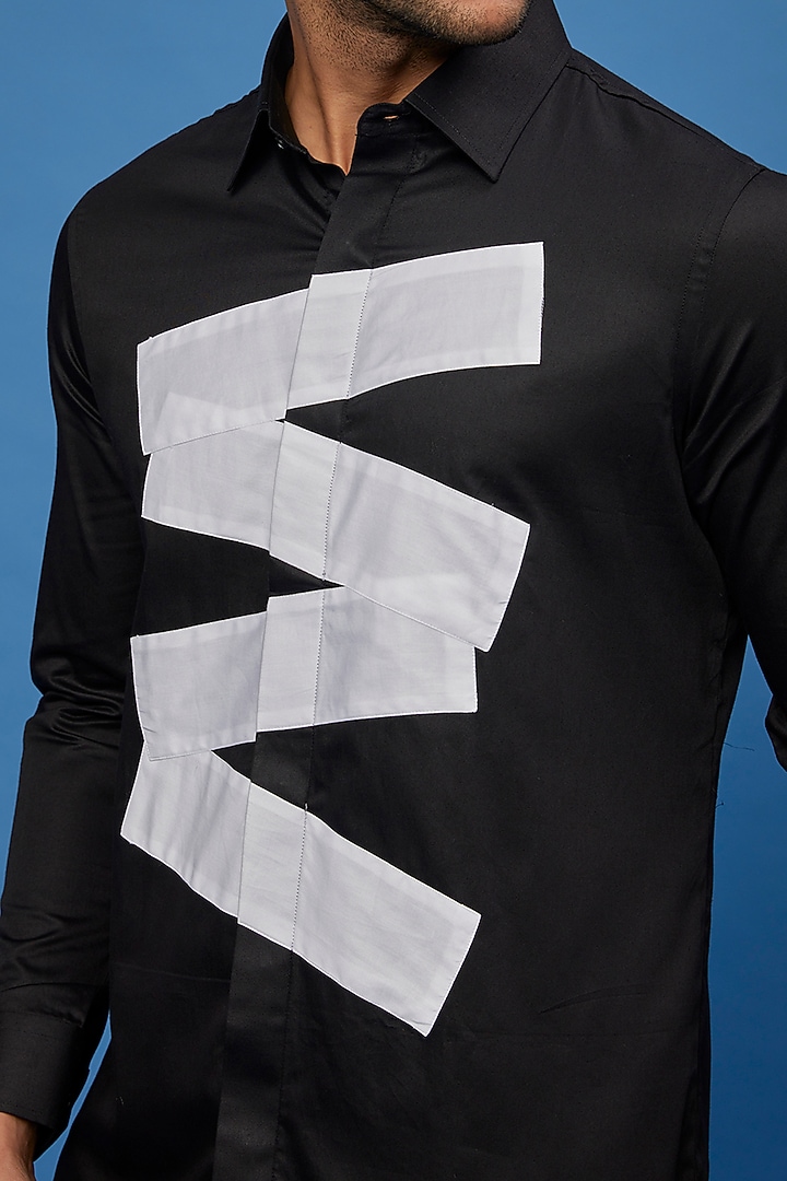Black Cotton Party Wear Shirt by Aces by Arjun Agarwal at Pernia's Pop Up Shop