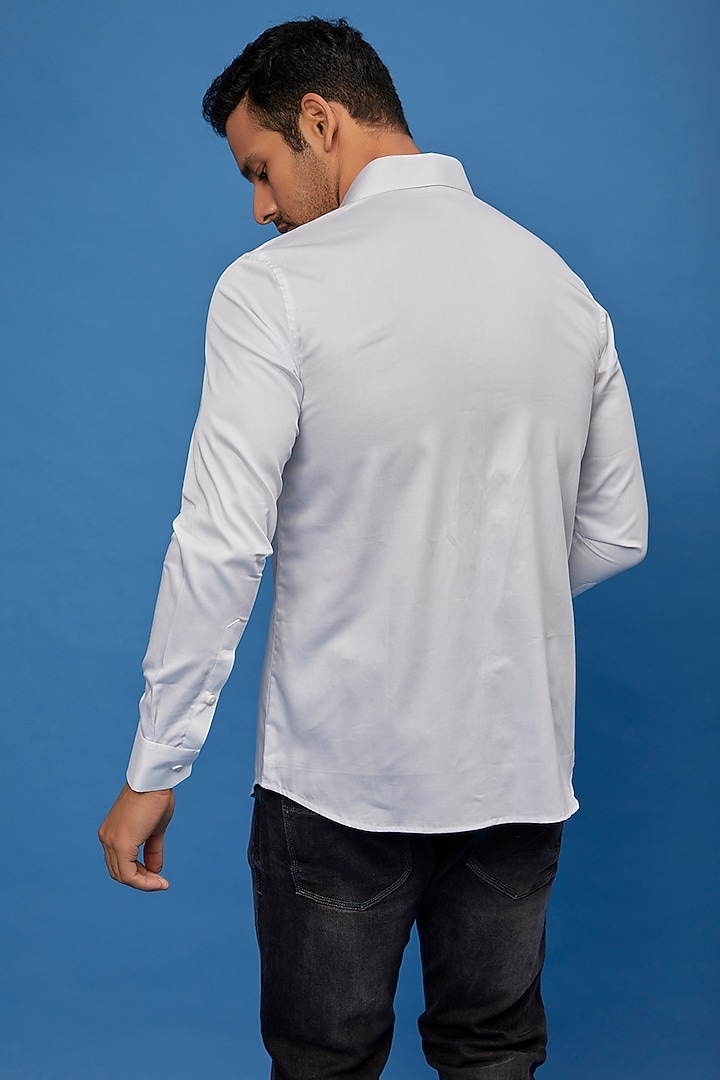 White Cotton Embroidered Party Wear Shirt by Aces by Arjun Agarwal at Pernia's Pop Up Shop