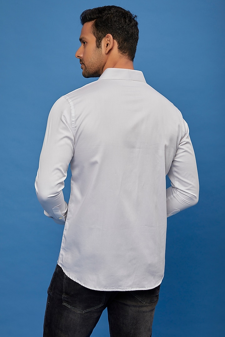 White Cotton Embroidered Party Wear Shirt by Aces by Arjun Agarwal at Pernia's Pop Up Shop