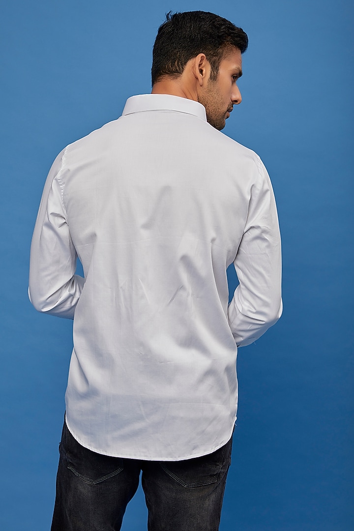 White Cotton Embroidered Party Wear Shirt by Aces by Arjun Agarwal at Pernia's Pop Up Shop