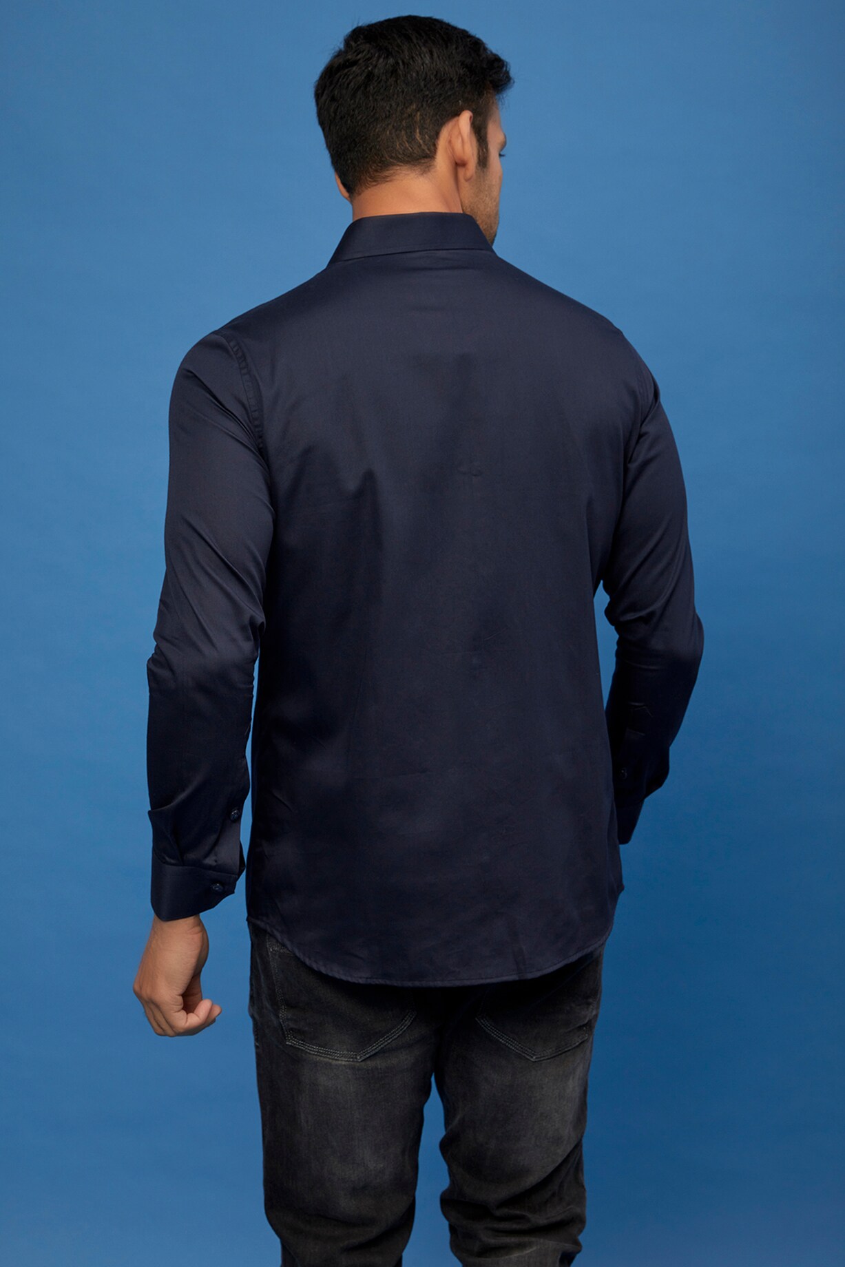 Blue Cotton Embroidered Shirt by Aces by Arjun Agarwal