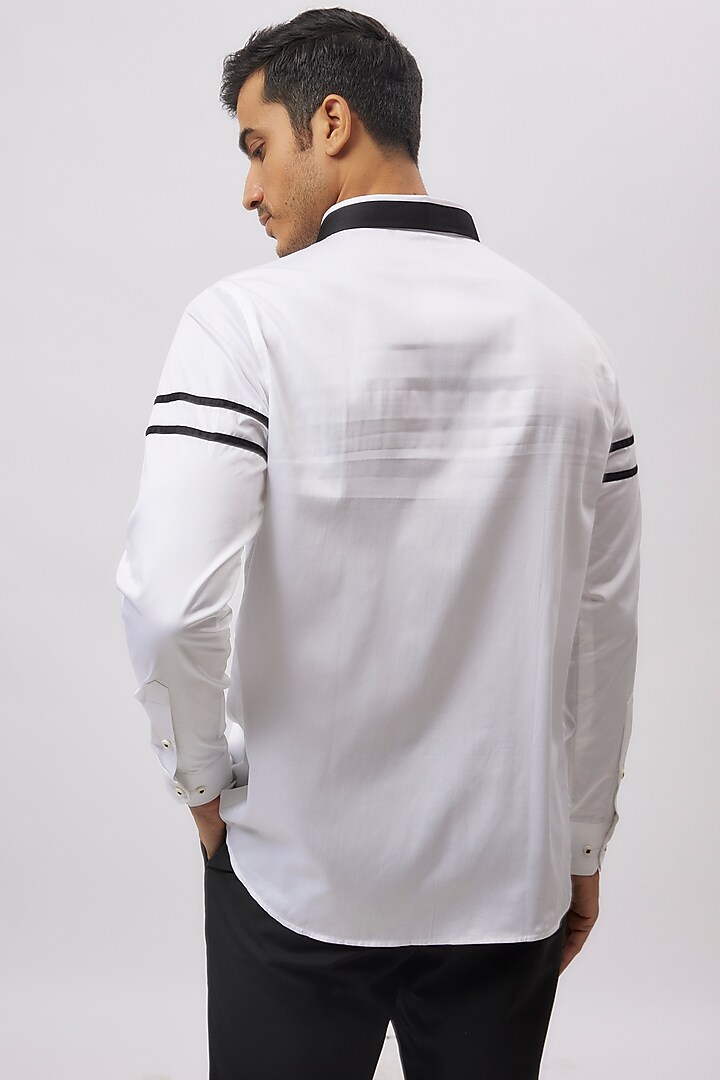 White Cotton Embroidered Party Wear Shirt by Aces by Arjun Agarwal at Pernia's Pop Up Shop