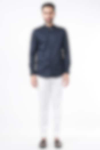 Cobalt Blue Cotton Party Wear Shirt by Aces by Arjun Agarwal at Pernia's Pop Up Shop