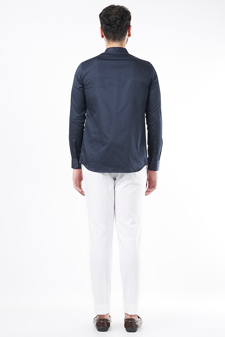 Cobalt Blue Cotton Party Wear Shirt by Aces by Arjun Agarwal at Pernia's Pop Up Shop