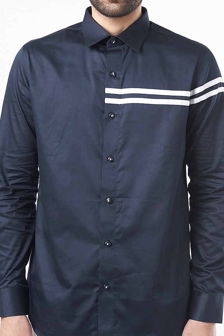Cobalt Blue Cotton Party Wear Shirt by Aces by Arjun Agarwal at Pernia's Pop Up Shop