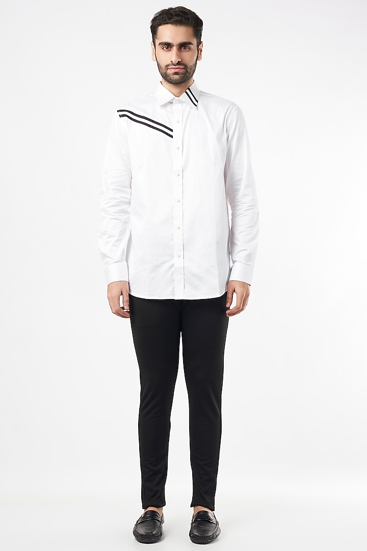 White Cotton Party Wear Shirt by Aces by Arjun Agarwal at Pernia's Pop Up Shop