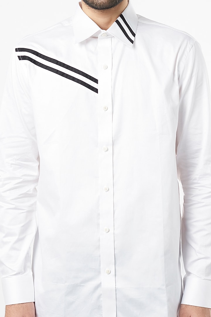White Cotton Party Wear Shirt by Aces by Arjun Agarwal at Pernia's Pop Up Shop