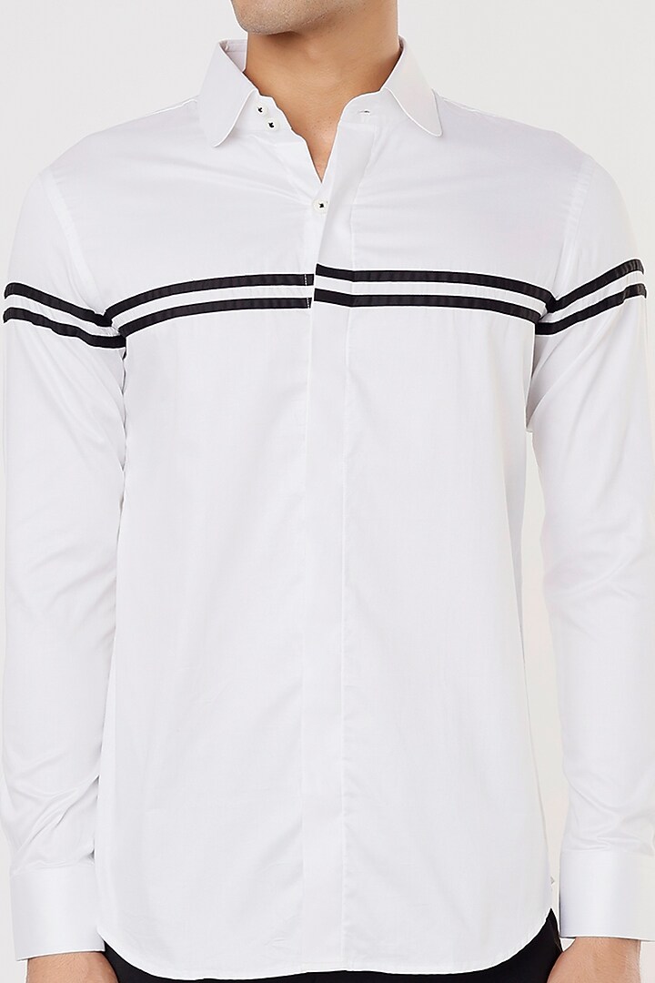 White Cotton Party Wear Shirt by Aces by Arjun Agarwal at Pernia's Pop Up Shop