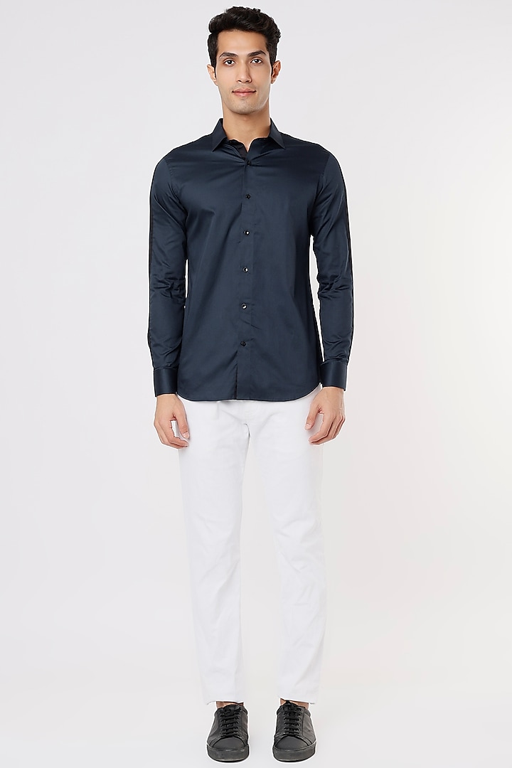 Blue Cotton Shirt by Aces by Arjun Agarwal