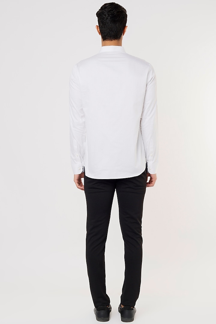 White Cotton Party Wear Shirt With Pintucks by Aces by Arjun Agarwal at Pernia's Pop Up Shop