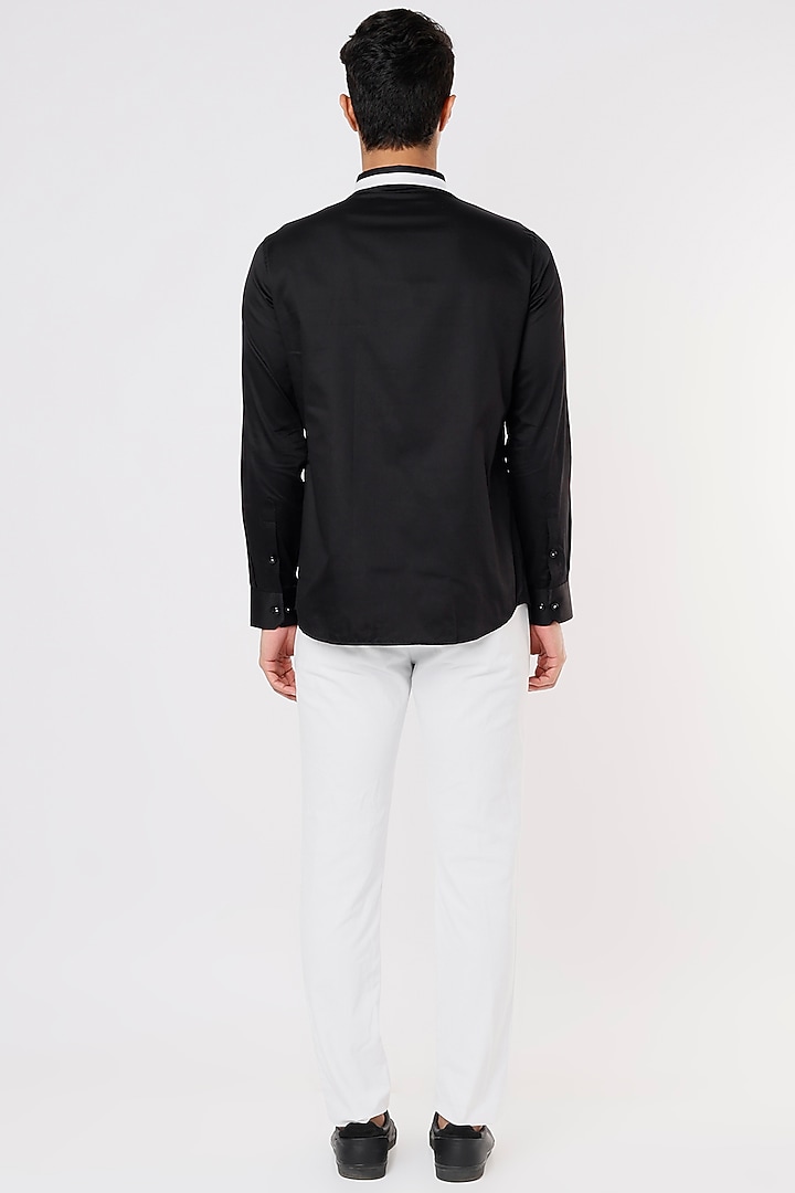Black Cotton Party Wear Shirt by Aces by Arjun Agarwal at Pernia's Pop Up Shop