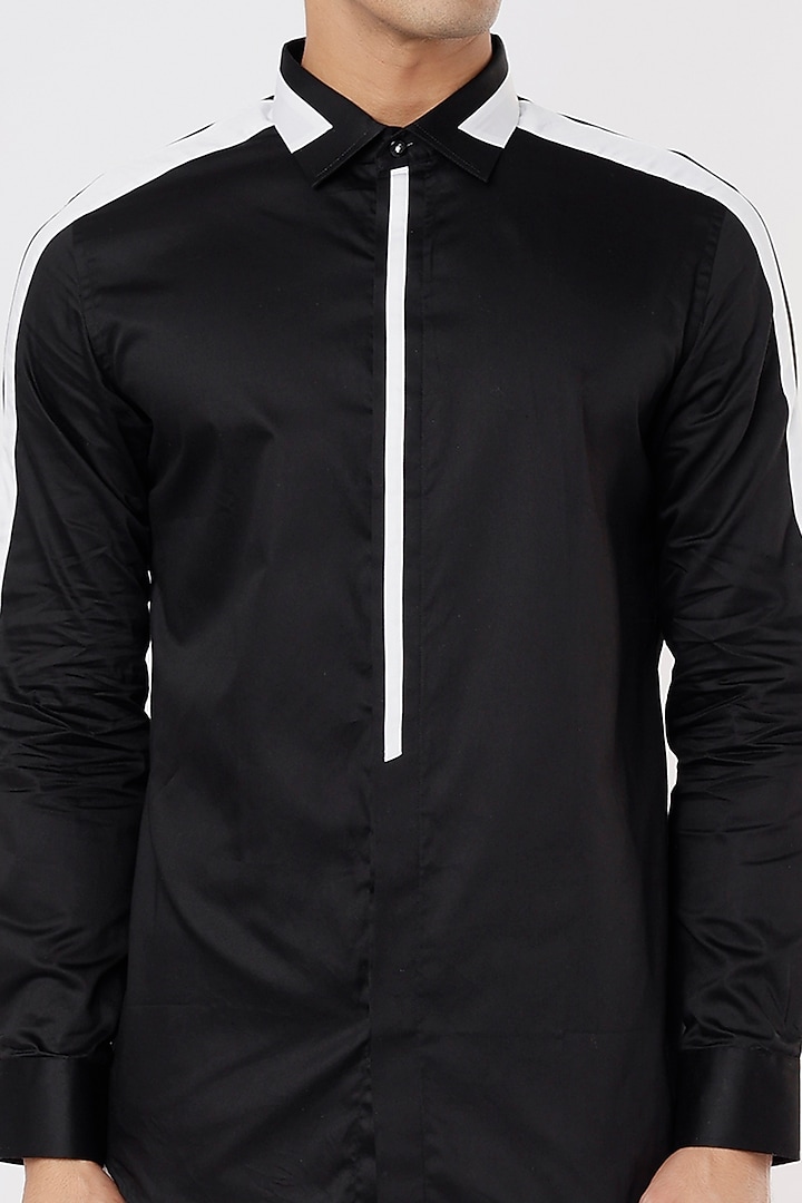 Black Cotton Party Wear Shirt by Aces by Arjun Agarwal at Pernia's Pop Up Shop