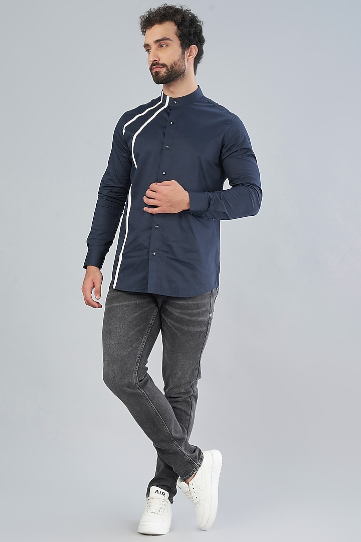 Blue Cotton Shirt by Aces by Arjun Agarwal