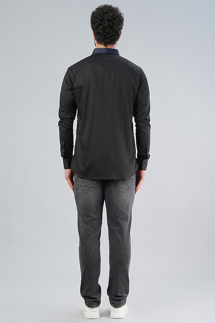 Black & Blue Cotton Party Wear Shirt by Aces by Arjun Agarwal at Pernia's Pop Up Shop
