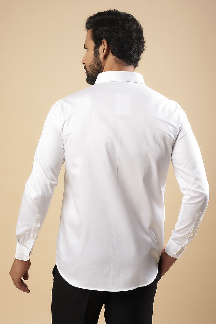 White Cotton Thread Embroidered Party Wear Shirt by Aces by Arjun Agarwal at Pernia's Pop Up Shop