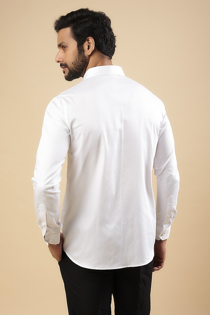 White Cotton Thread Embroidered Party Wear Shirt by Aces by Arjun Agarwal at Pernia's Pop Up Shop