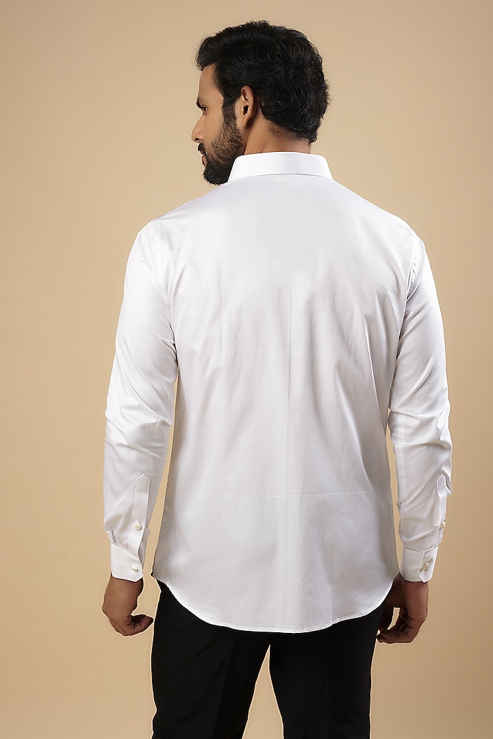 White Cotton Thread Embroidered Party Wear Shirt by Aces by Arjun Agarwal at Pernia's Pop Up Shop
