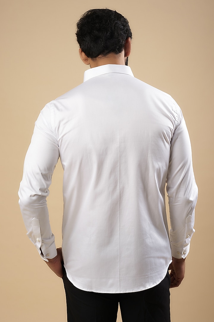 White Cotton Thread Embroidered Party Wear Shirt by Aces by Arjun Agarwal at Pernia's Pop Up Shop