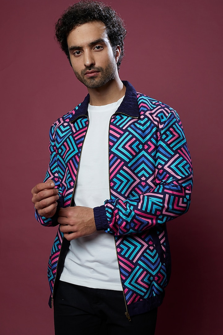 Multi-Colored Printed Bomber Jacket by Aces by Arjun Agarwal at Pernia's Pop Up Shop