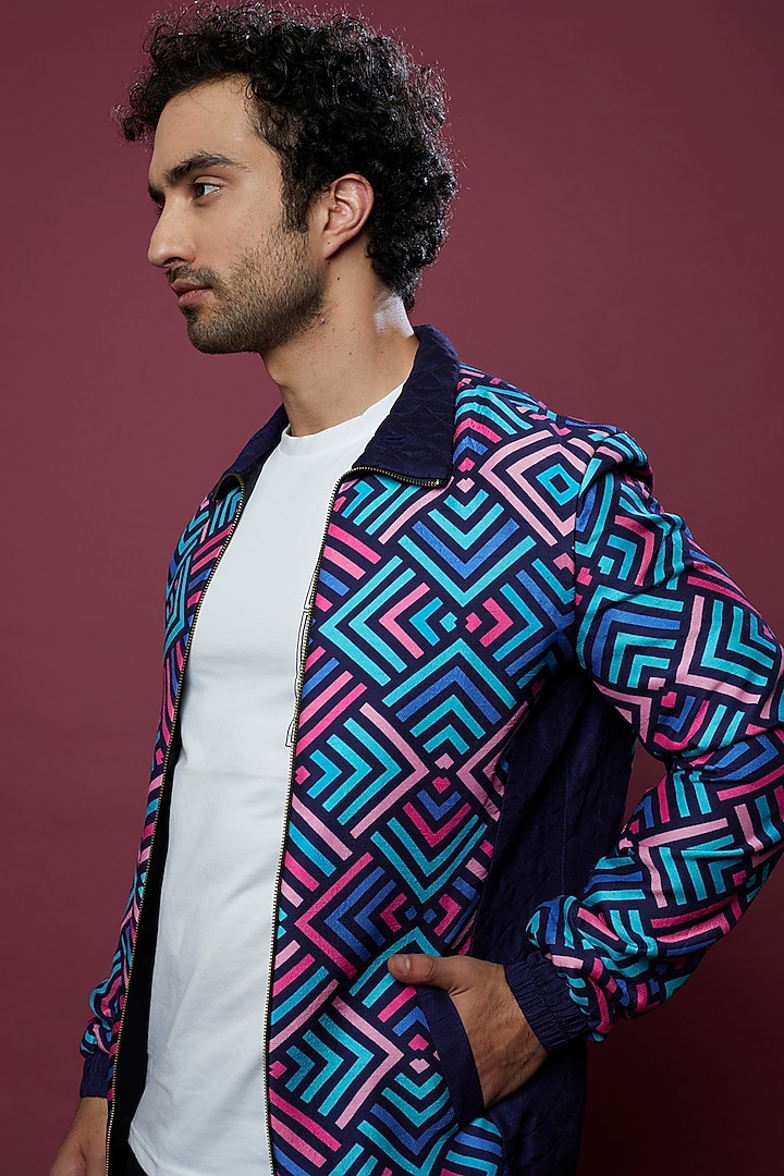 Multi-Colored Printed Bomber Jacket by Aces by Arjun Agarwal at Pernia's Pop Up Shop