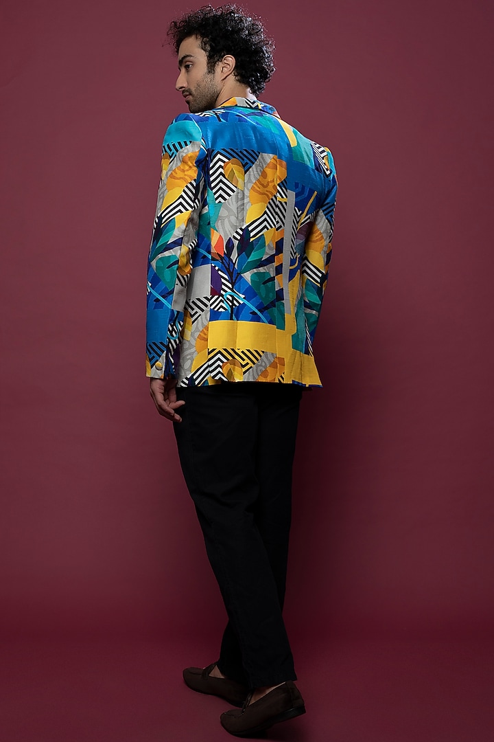 Multi-Colored Silk Printed Blazer by Aces by Arjun Agarwal at Pernia's Pop Up Shop