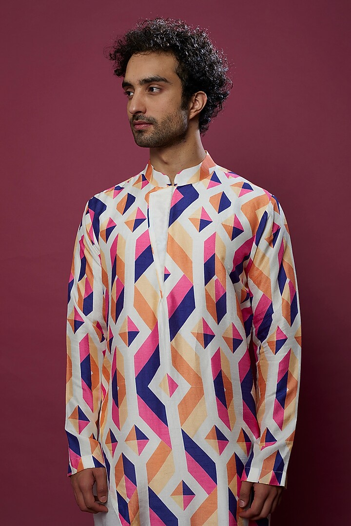 Multi-Colored Silk Printed Wedding Indowestern Jacket Set by Aces by Arjun Agarwal at Pernia's Pop Up Shop