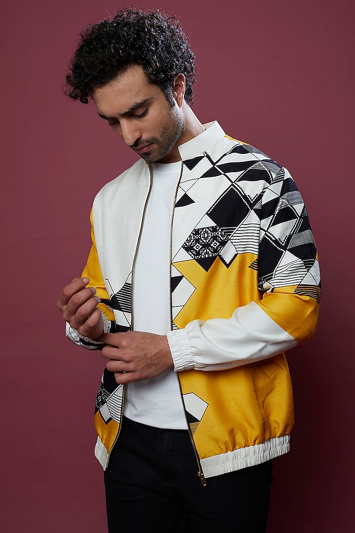 Multi-Colored Printed Bomber Jacket by Aces by Arjun Agarwal at Pernia's Pop Up Shop