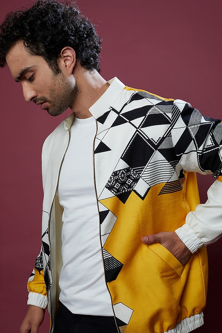 Multi-Colored Printed Bomber Jacket by Aces by Arjun Agarwal at Pernia's Pop Up Shop