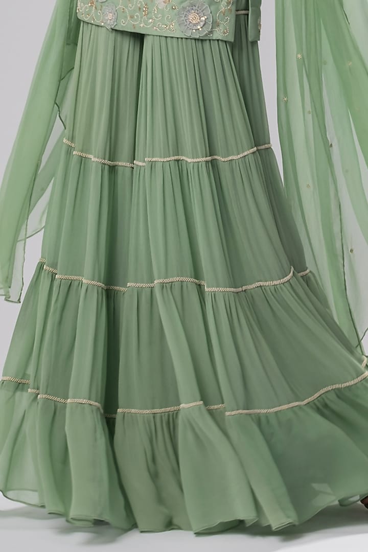 Moss Green Embroidered Wedding Sharara Set by Arakne at Pernia's Pop Up Shop