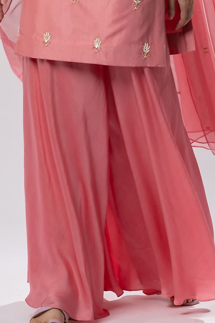 Coral Pink Flared Party Wear Sharara Set by Arakne at Pernia's Pop Up Shop