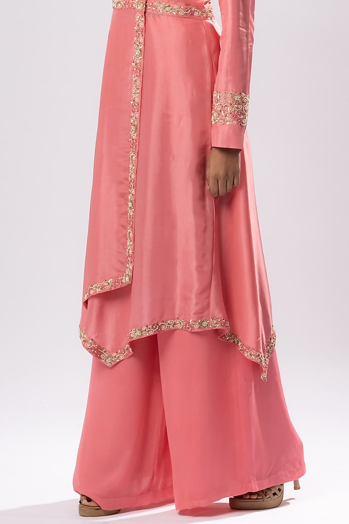 Coral Pink Embroidered Jacket Set by Arakne at Pernia's Pop Up Shop