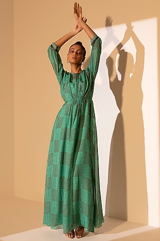 Green Printed Dress by Arakne